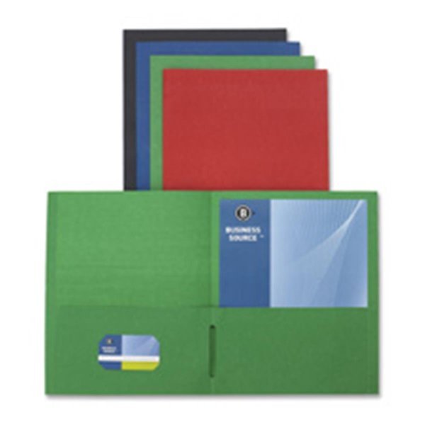 2-Pocket Folders- 125 Sh. Cap.- 11in.x8-.50in.- Red, Business Source, Mfr#: BSN78494